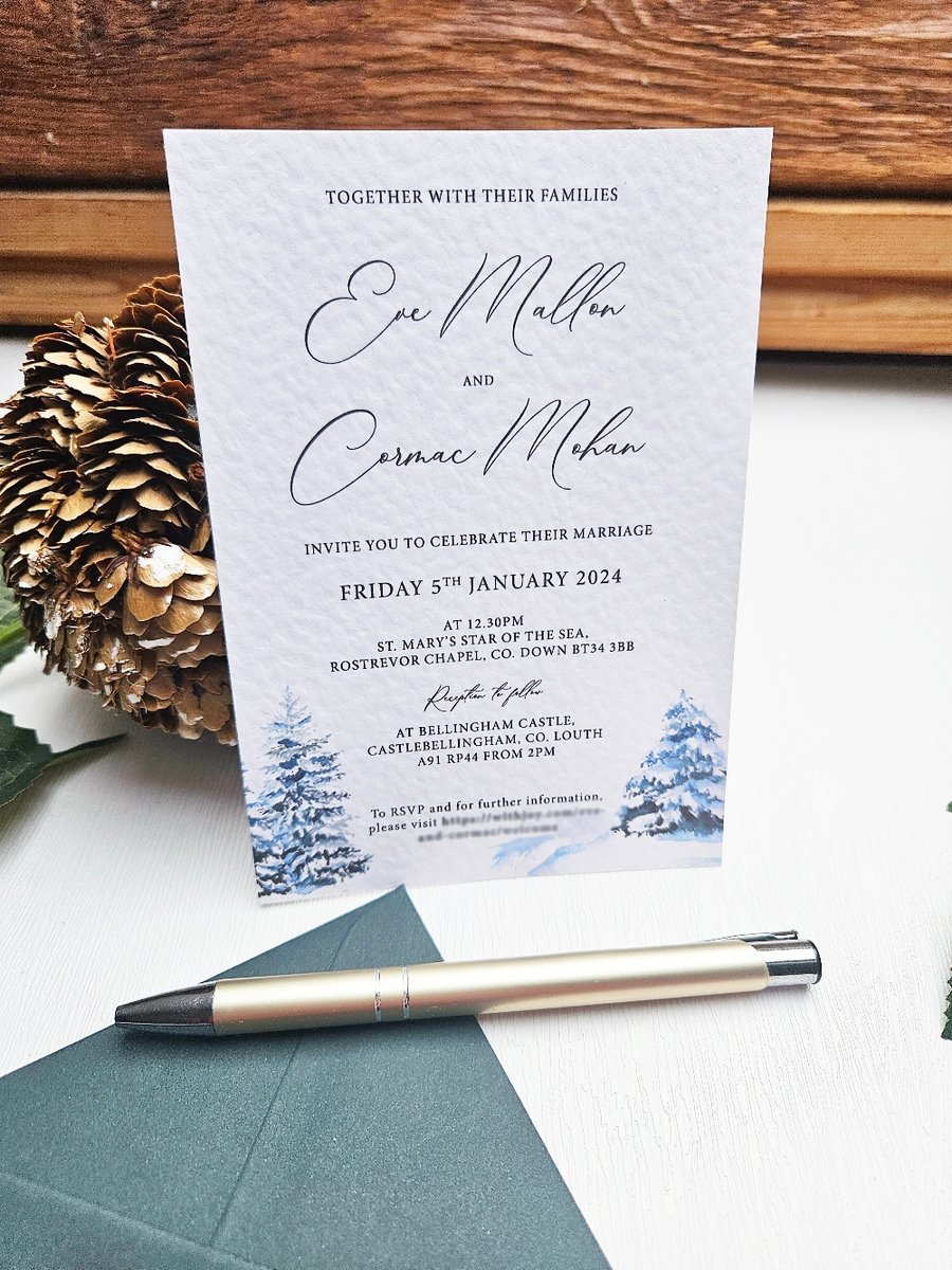 Winter pine invitations