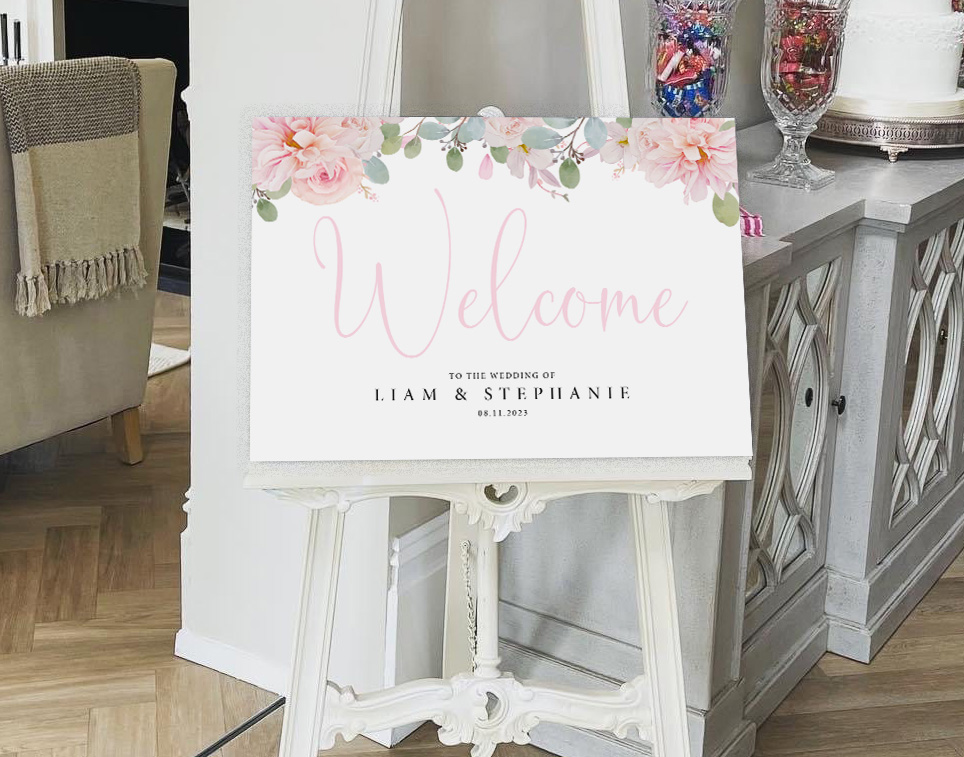 Welcome sign-pinkfloral